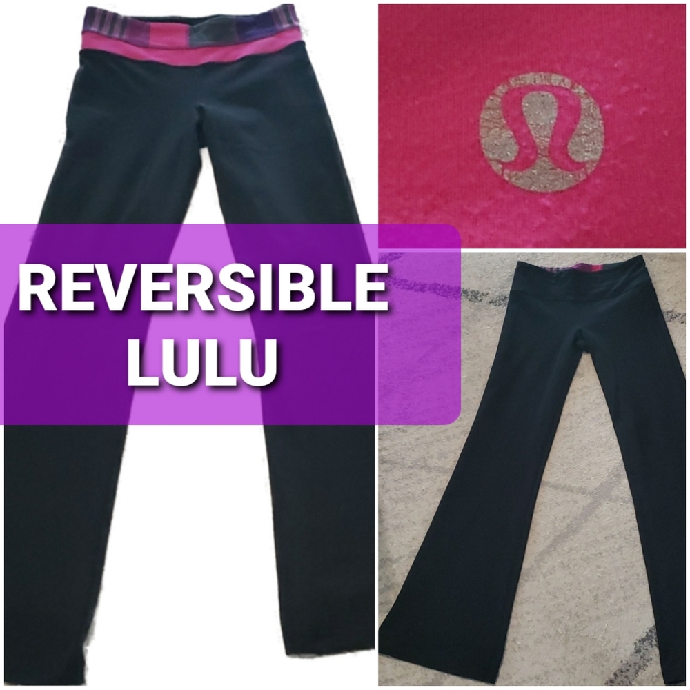 Lululemon Athletica Flare Full Length Reversible Yoga Pants Sz 4